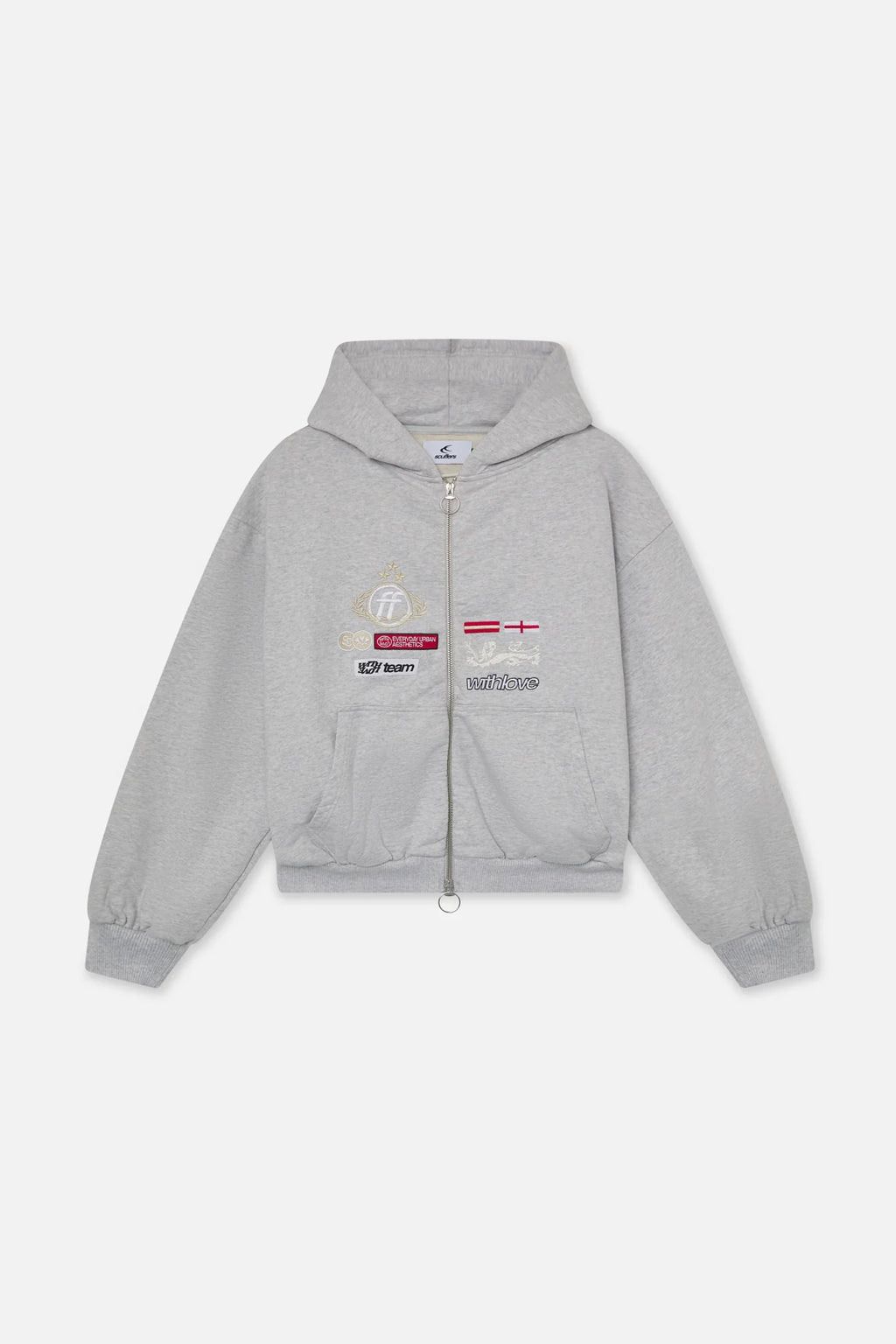 SCUFFERS MAYOR LIGHT GREY ZIP HOODIE