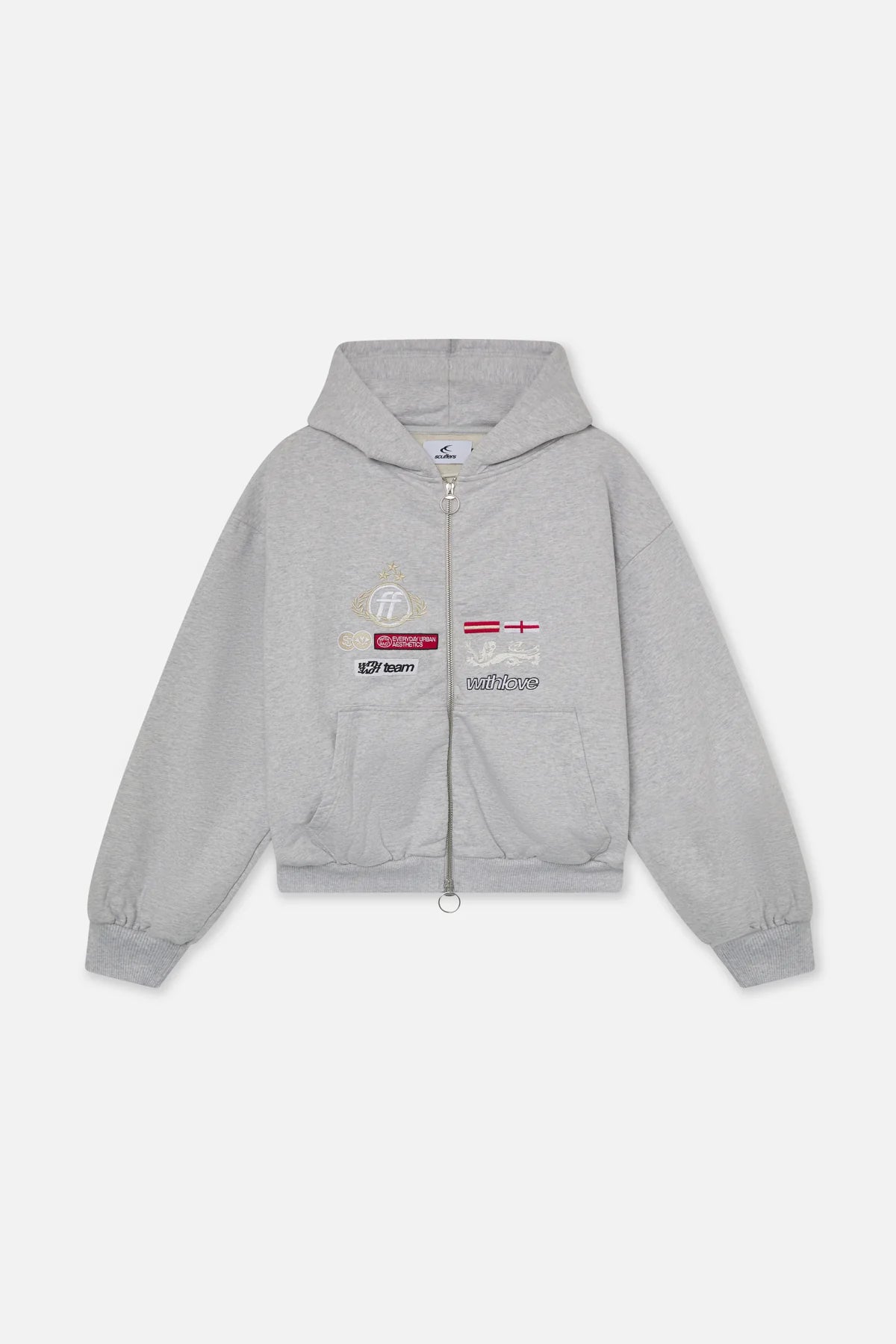 SCUFFERS MAYOR LIGHT GREY ZIP HOODIE