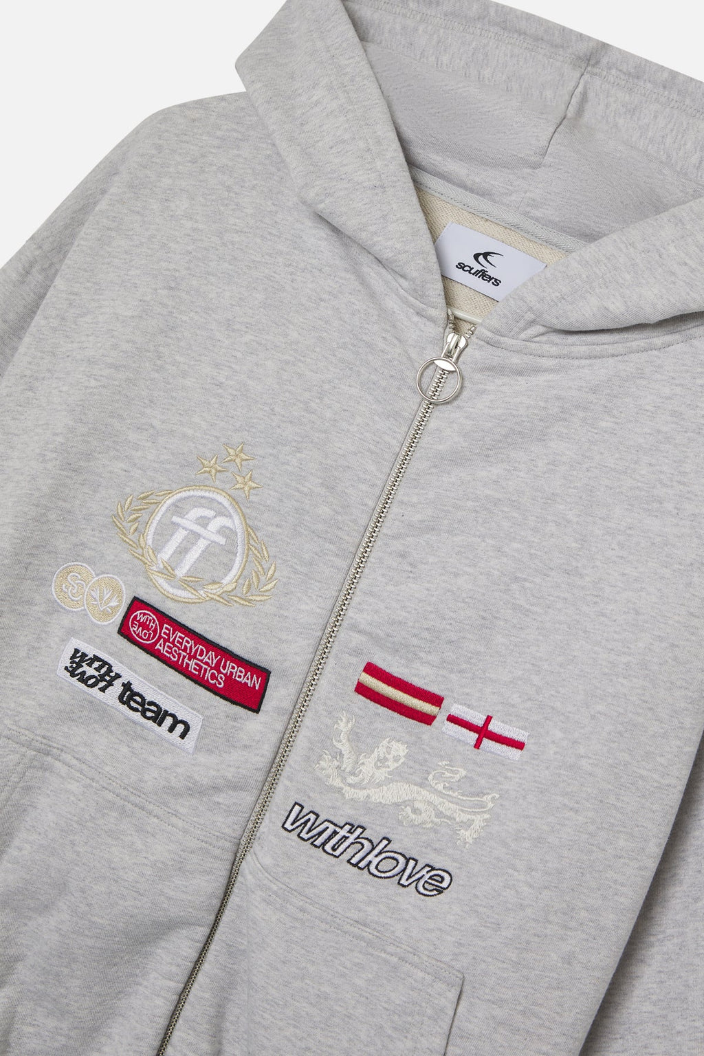SCUFFERS MAYOR LIGHT GREY ZIP HOODIE