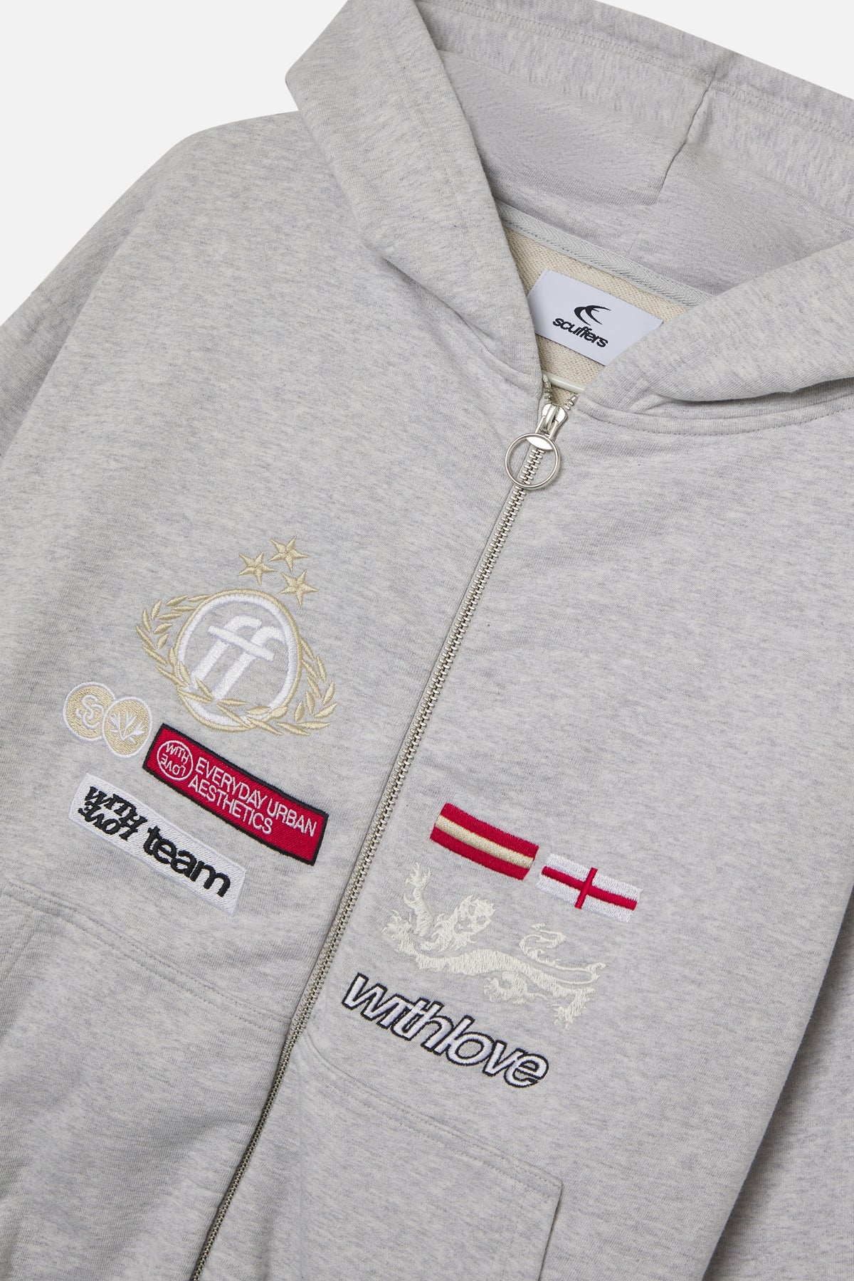 SCUFFERS MAYOR LIGHT GREY ZIP HOODIE